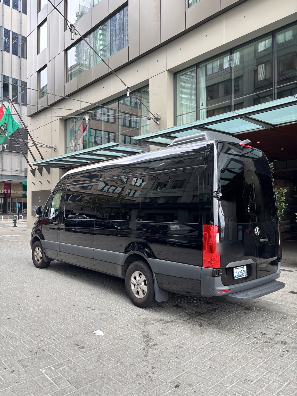 Black Mercedes-Benz Sprinter rear view